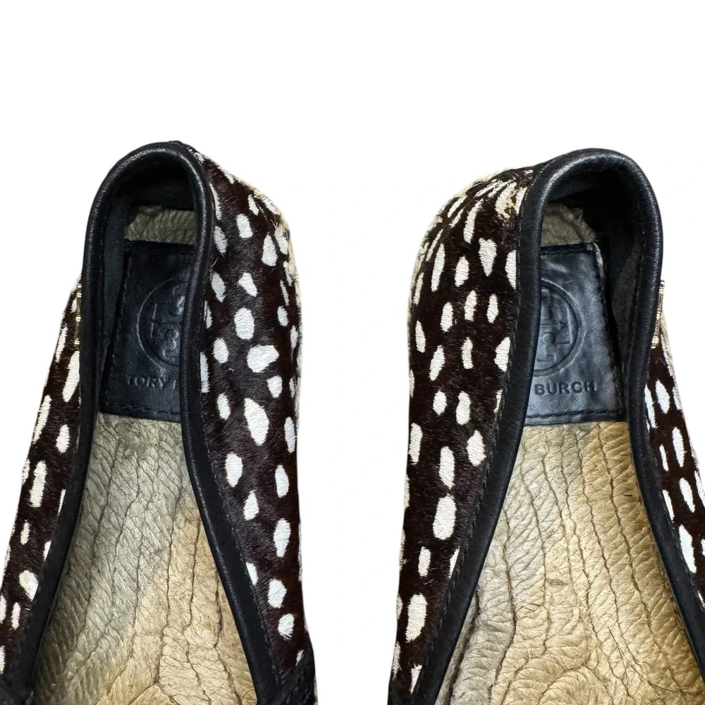 Tory Burch Shoes Womens Size 6 Brown Fur Espadrille Flats Animal Print Casual